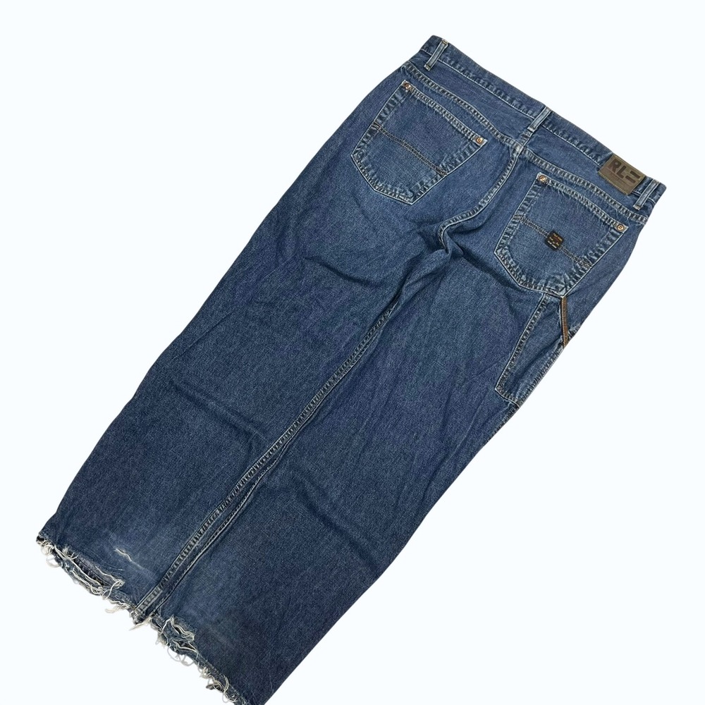 Vintage Y2K Polo‎ Jeans Co Ralph Lauren Mens Carpenter 38x34 Blue Distressed